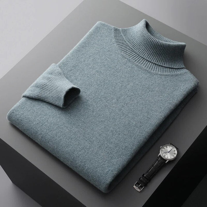 Erkek balıkçı yaka kalın sıcak kazak Slim Fit temel örme termal üstleri rahat uz