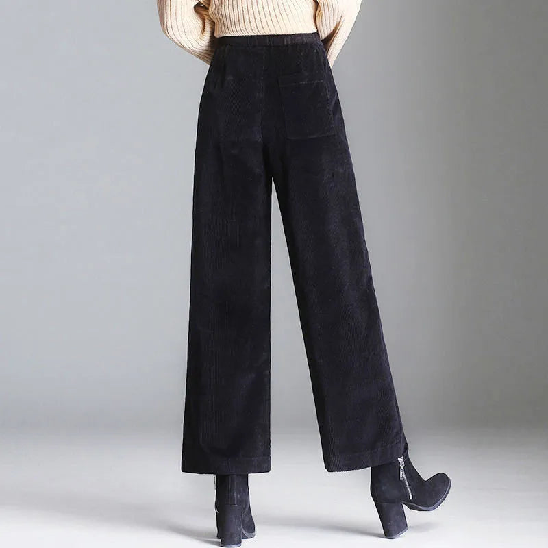 Elegante Wide-Leg Corduroy Pants voor Dames