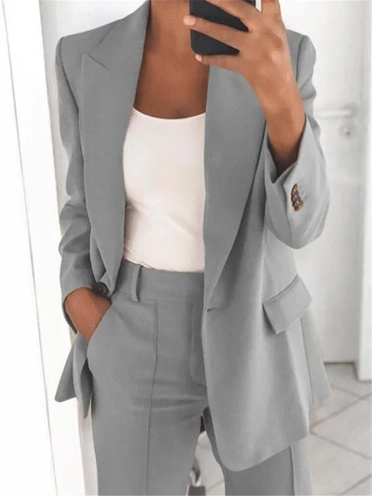 Elegante Blazer en Broek voor Dames - Tweedelige Set