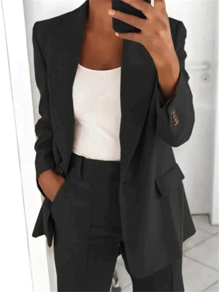 Elegante Blazer en Broek voor Dames - Tweedelige Set