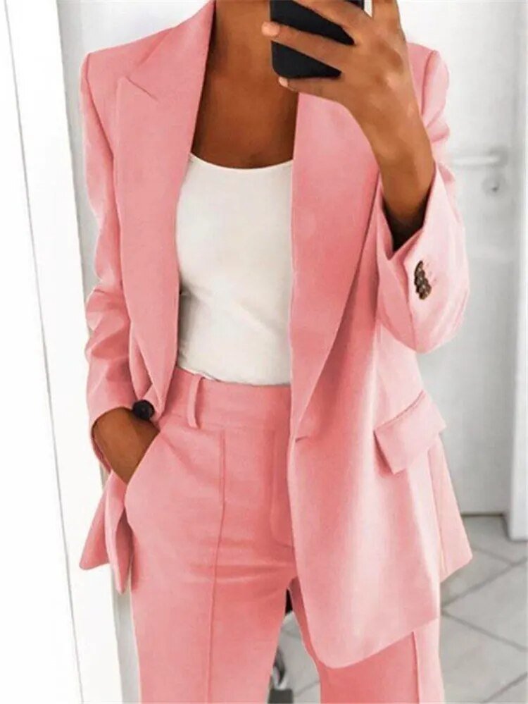 Elegante Blazer en Broek voor Dames - Tweedelige Set