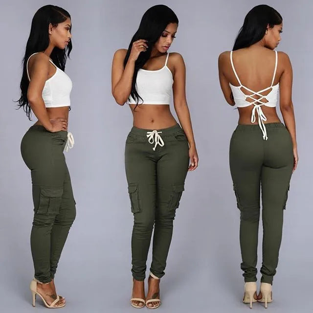 High-Waisted Skinny Cargo Pants