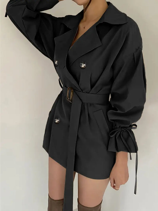 Dames Trenchcoat Jas met Ceintuur en Revers