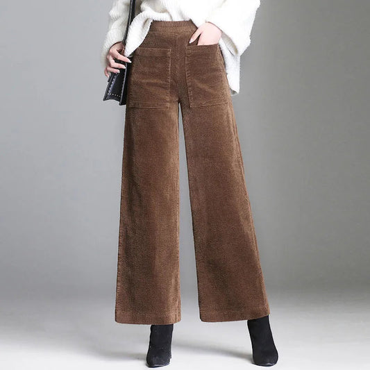 Elegante Wide-Leg Corduroy Pants voor Dames