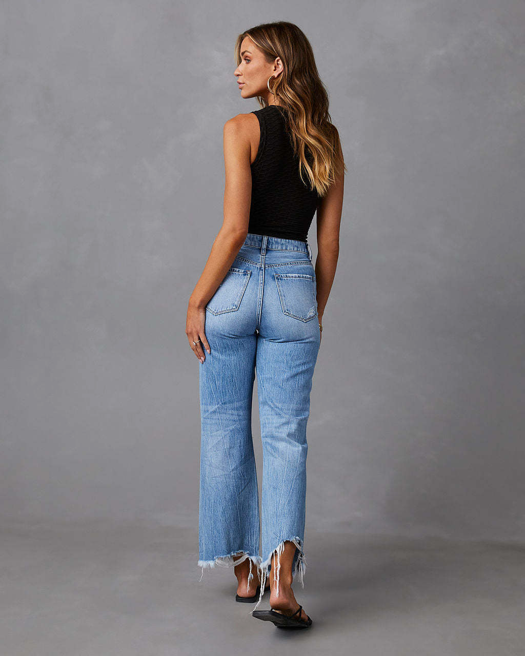 Distressed Skinny Jeans met Hoge Taille