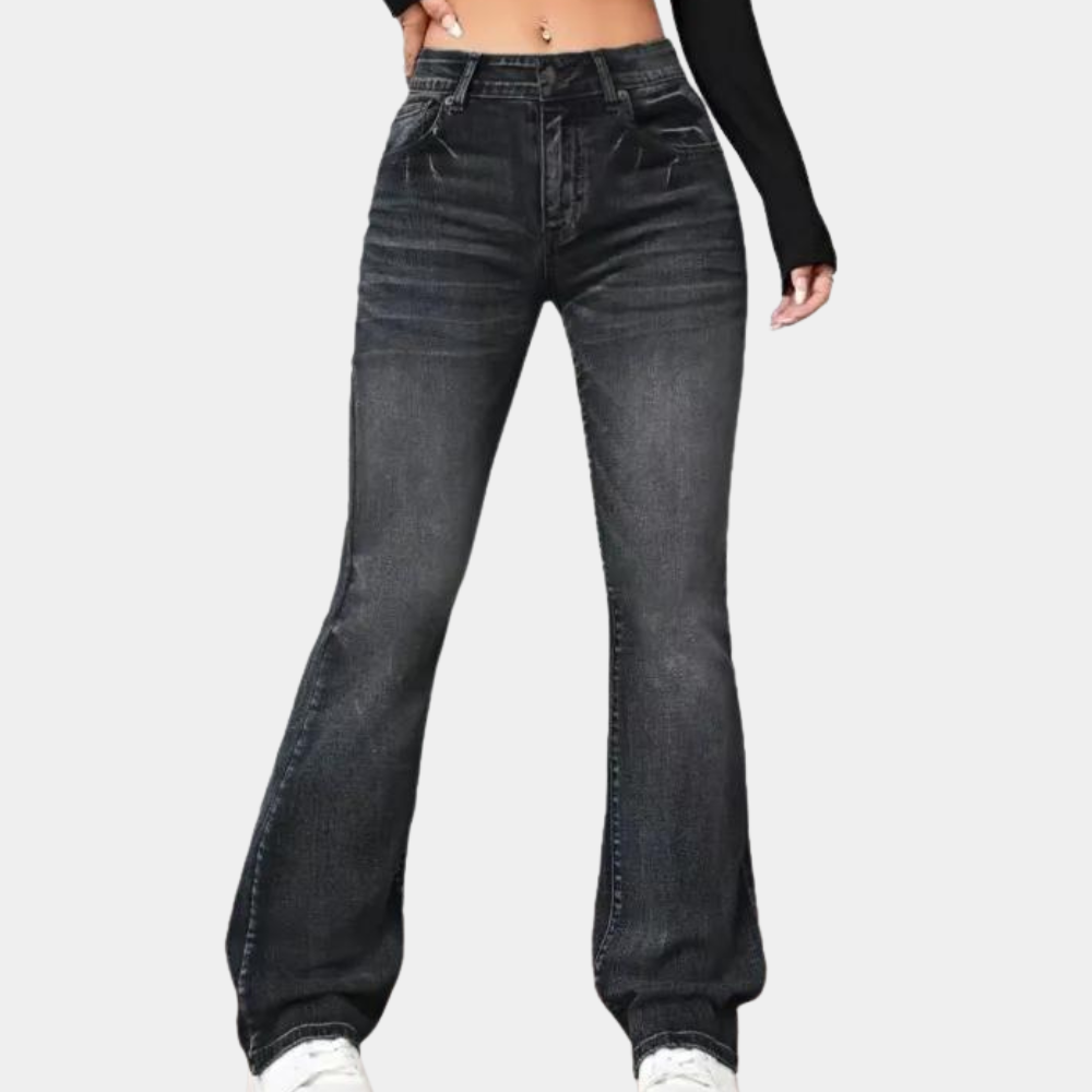 Flared Jeans met Hoge Taille en Wijde Pijpen