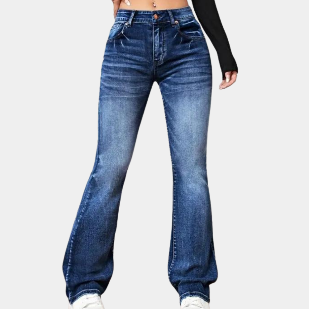 Flared Jeans met Hoge Taille en Wijde Pijpen