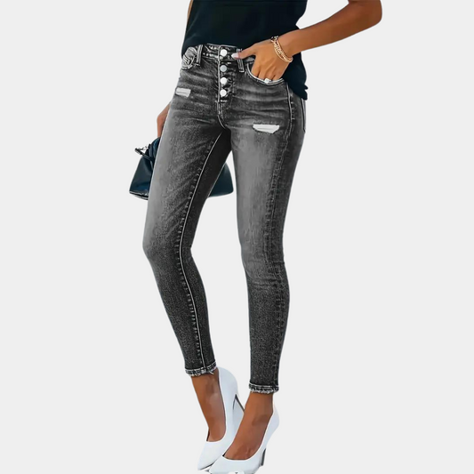 Slim-Fit Jeans met Knoopsluiting