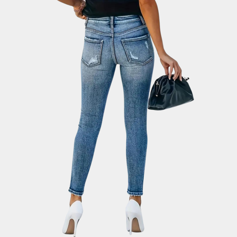 Slim-Fit Jeans met Knoopsluiting