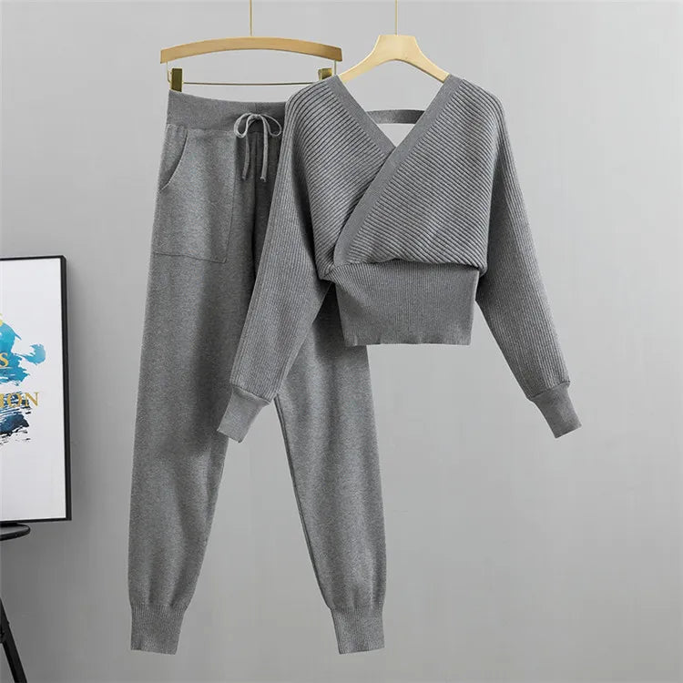 Chique Ribgebreide Loungewear - Tweedelige Set