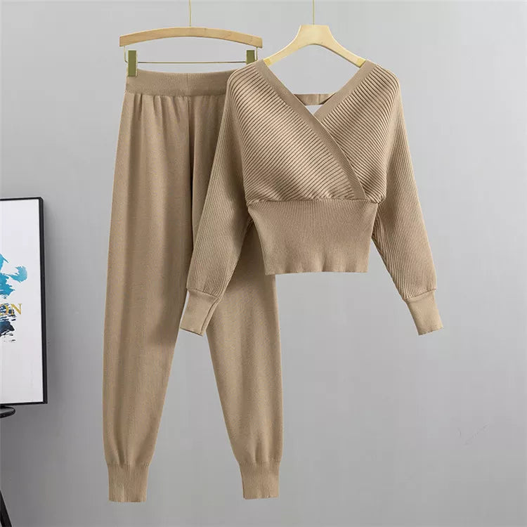 Chique Ribgebreide Loungewear - Tweedelige Set