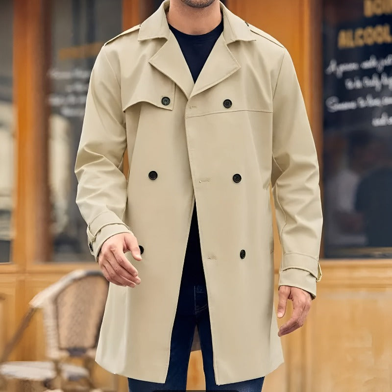 Heren Trenchcoat Winterjas met Dubbele Knopen