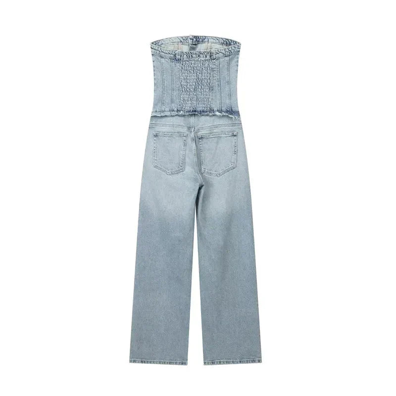 Denim Jumpsuit met Tube Top