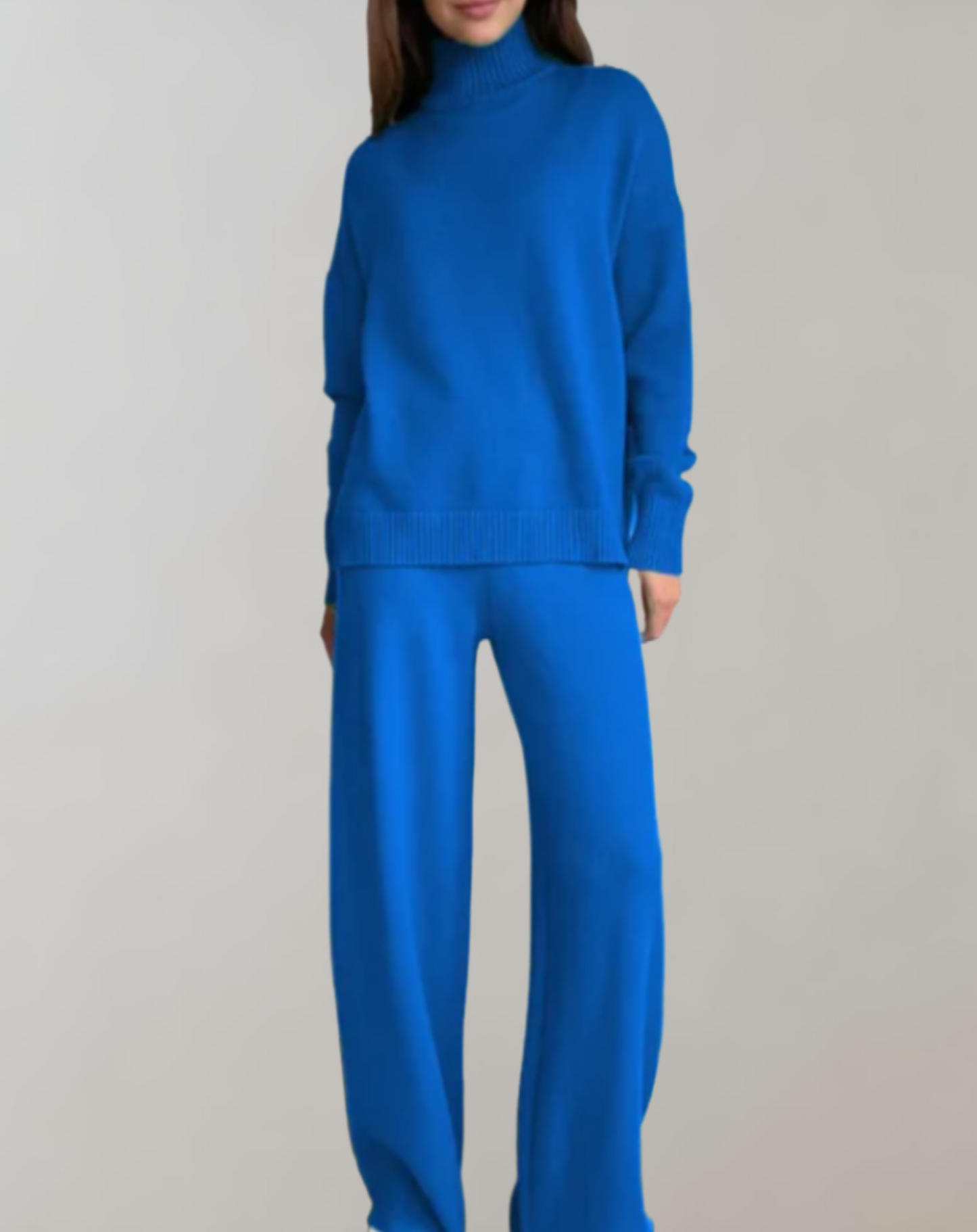 Oversized Turtleneck Trui en Wijde Pantalon - Tweedelige Set