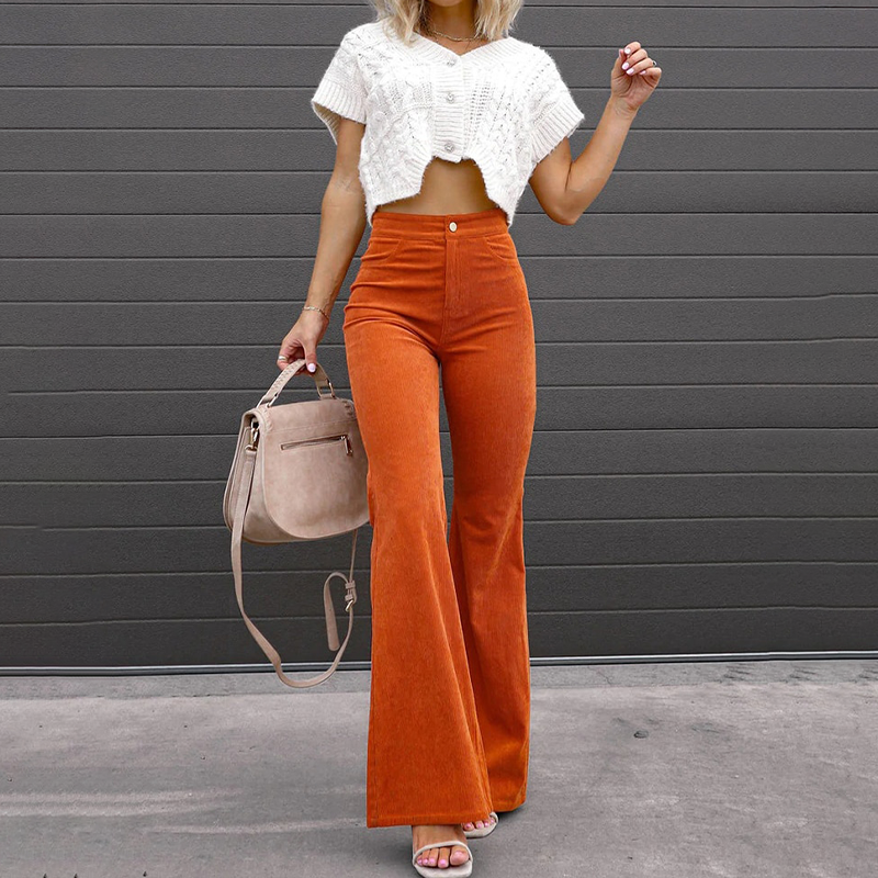 High-Waisted Corduroy Flared Pants voor Dames