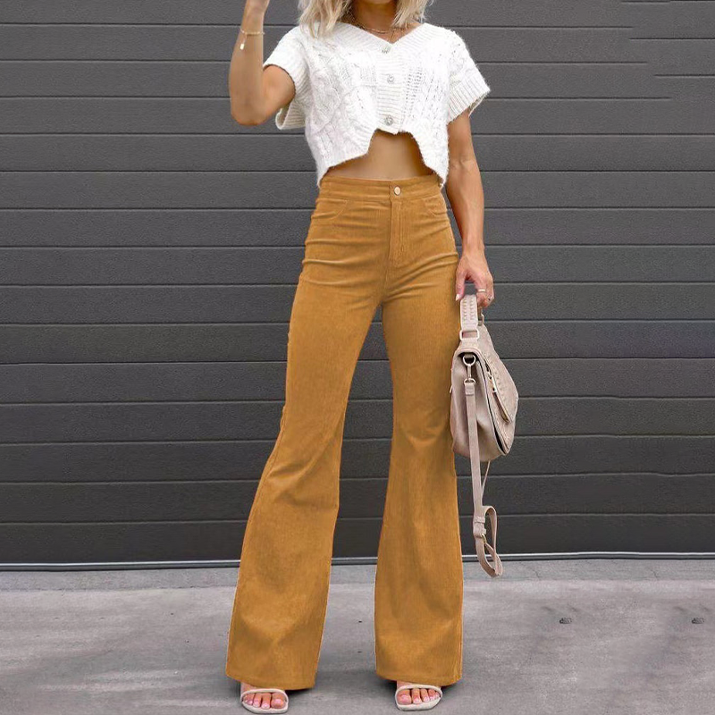 High-Waisted Corduroy Flared Pants voor Dames