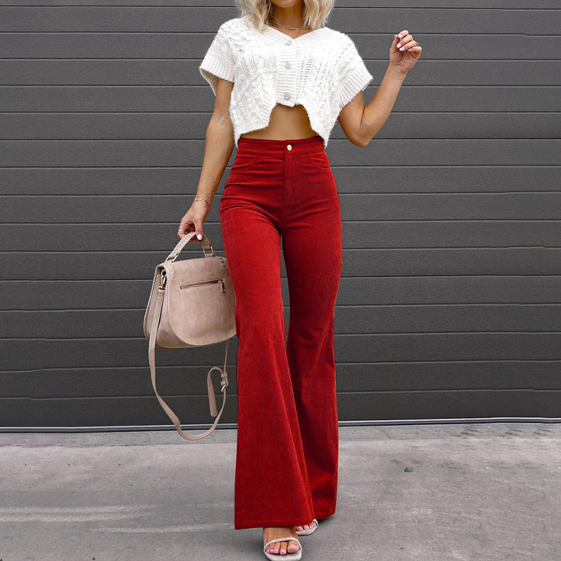 High-Waisted Corduroy Flared Pants voor Dames