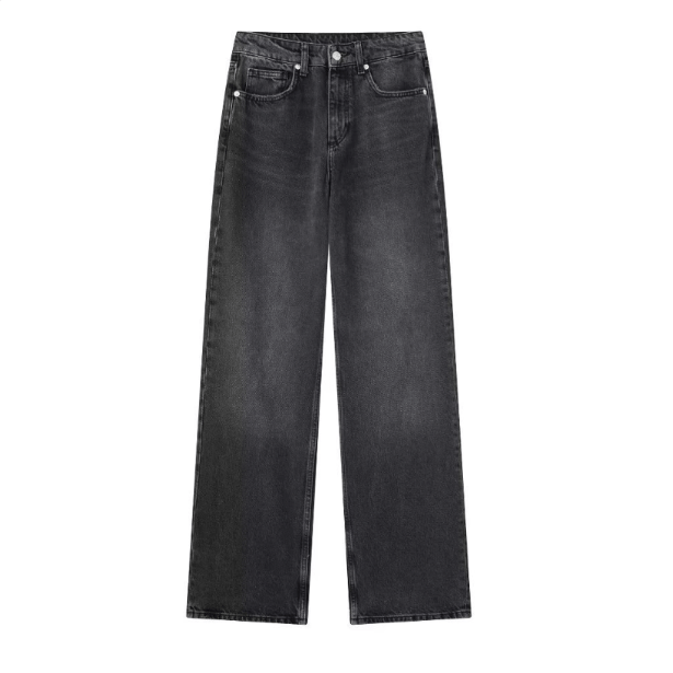 High-Waisted Straight Denim Jeans