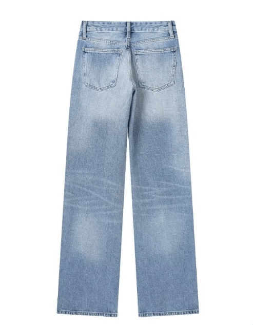 High-Waisted Straight Denim Jeans