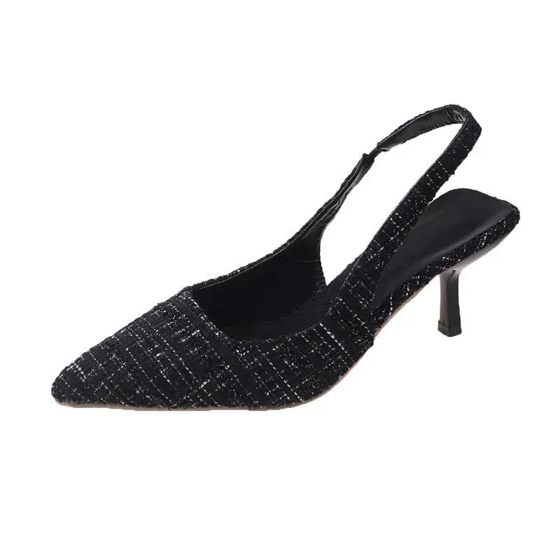 Slingback Pumps met Tweed Dessin