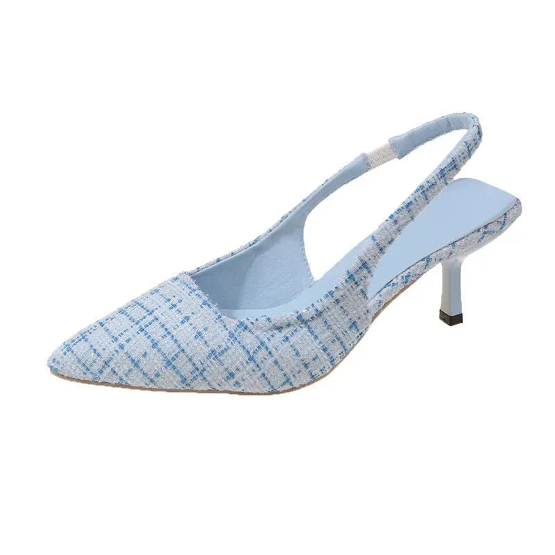 Slingback Pumps met Tweed Dessin