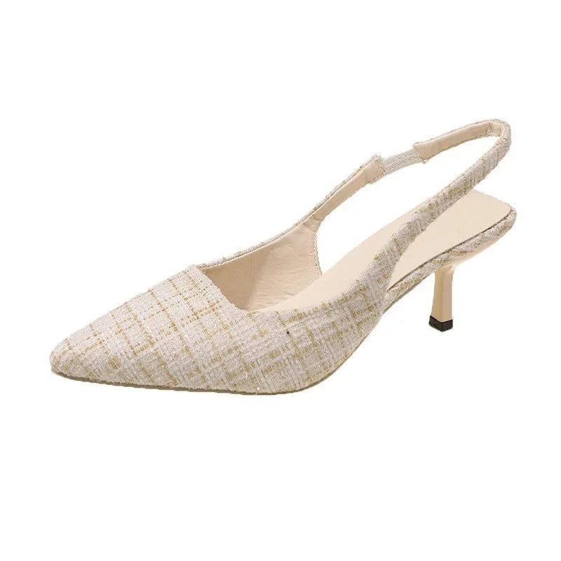 Slingback Pumps met Tweed Dessin