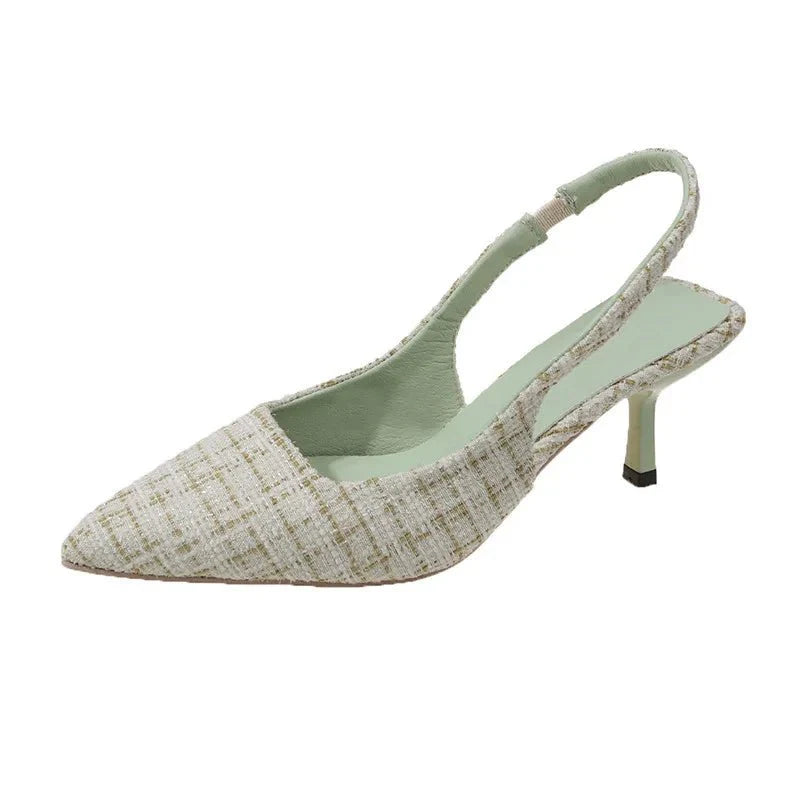 Slingback Pumps met Tweed Dessin