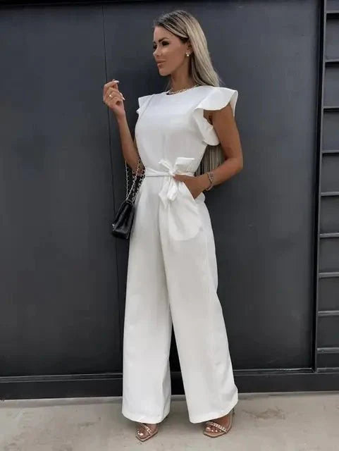 Jumpsuit met Ruches aan de Mouwen