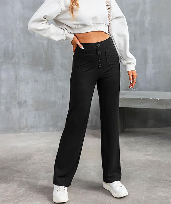 High-Waisted Broek – Elastische Taille en Stijlvol Ontwerp