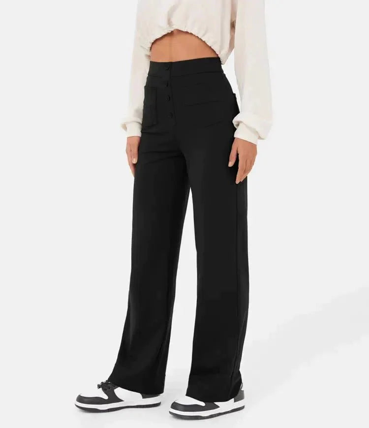 High-Waisted Broek – Elastische Taille en Stijlvol Ontwerp