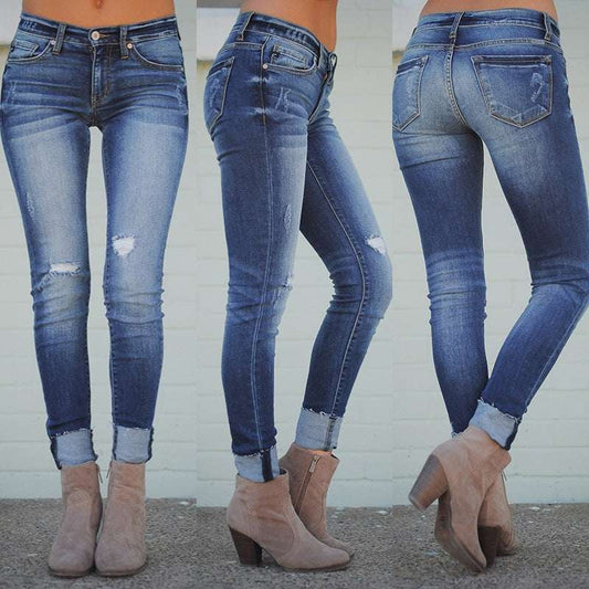 Dames Slim-Fit Distressed Jeans