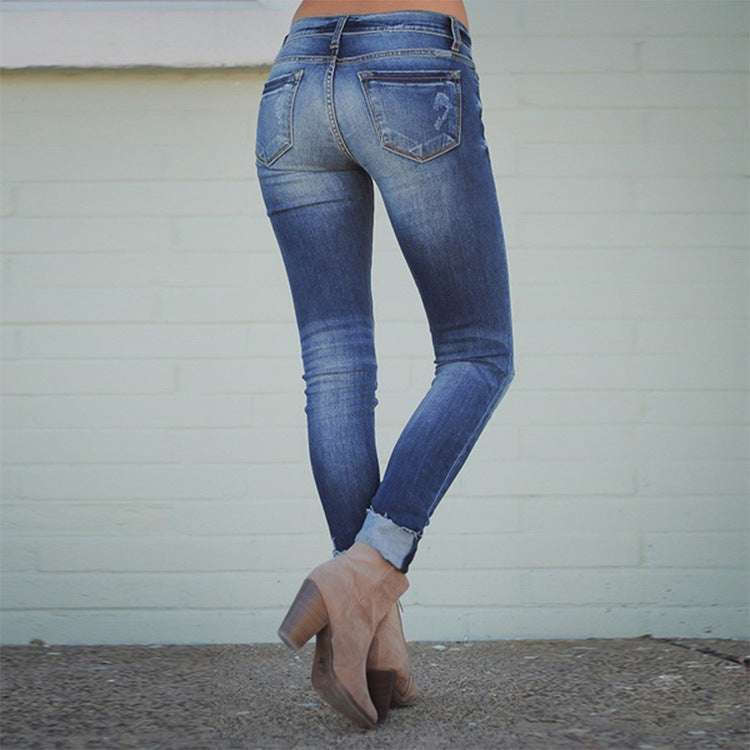 Dames Slim-Fit Distressed Jeans