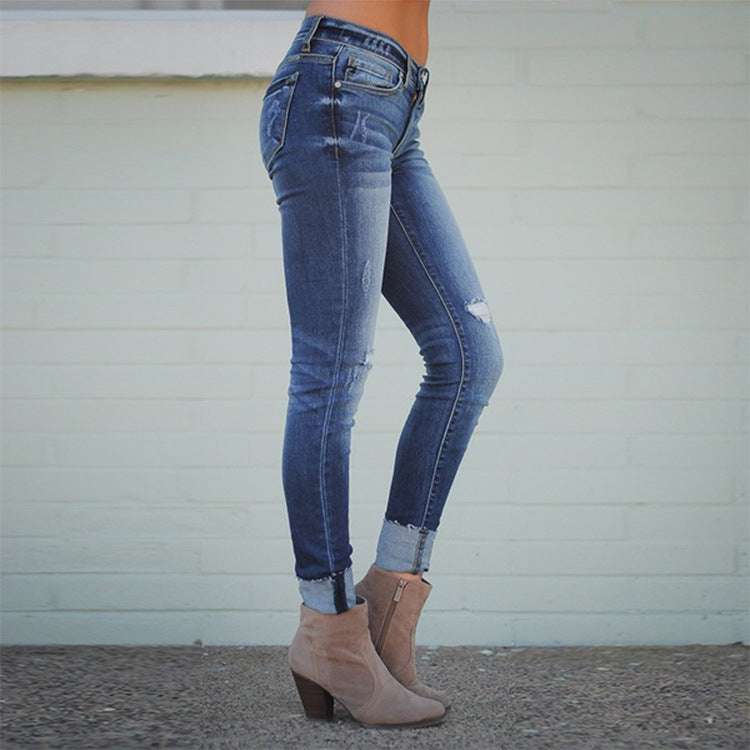 Dames Slim-Fit Distressed Jeans