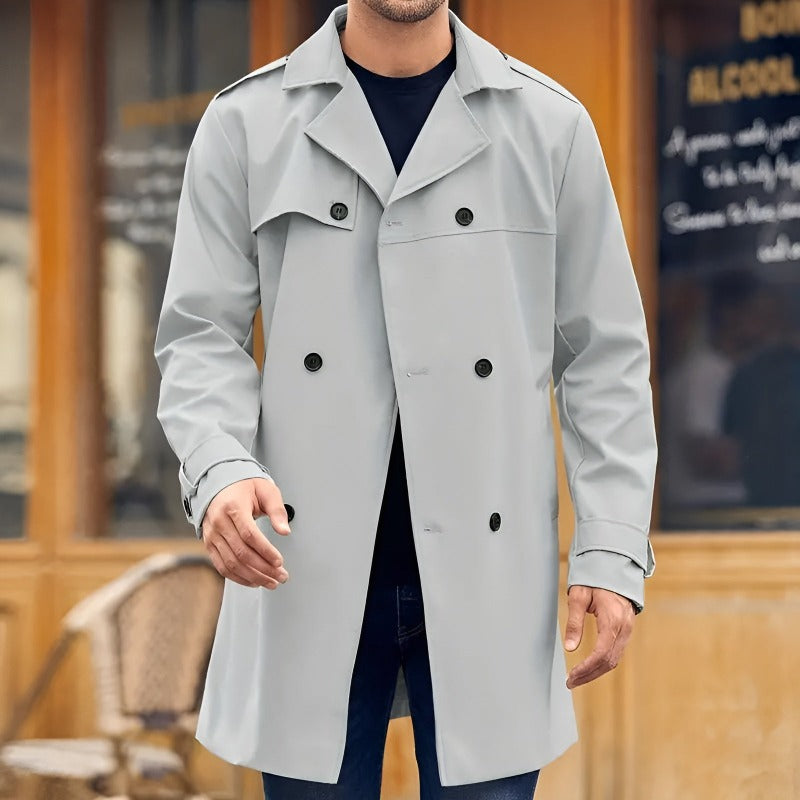 Heren Trenchcoat Winterjas met Dubbele Knopen