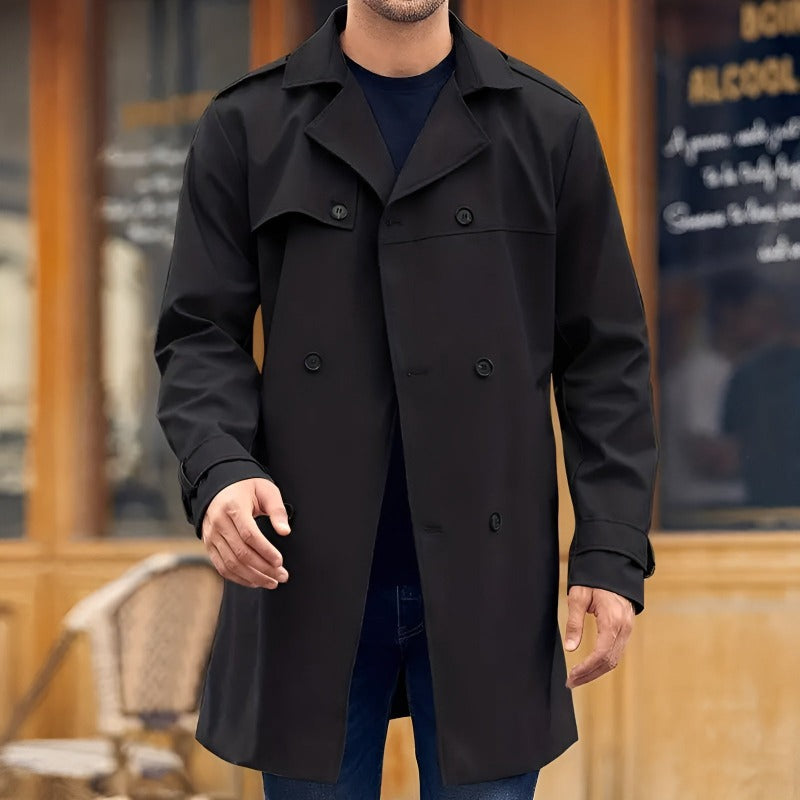 Heren Trenchcoat Winterjas met Dubbele Knopen